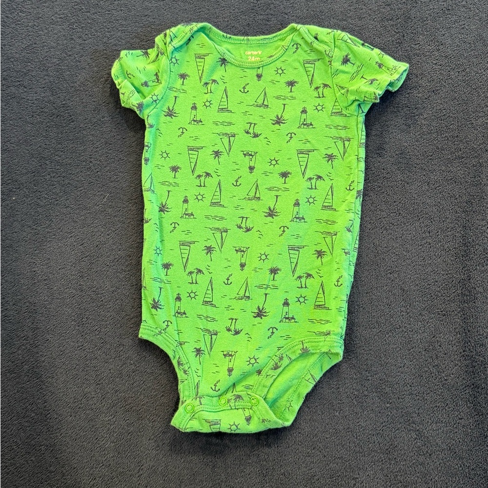 Carter's Green Nautical Print Bodysuit